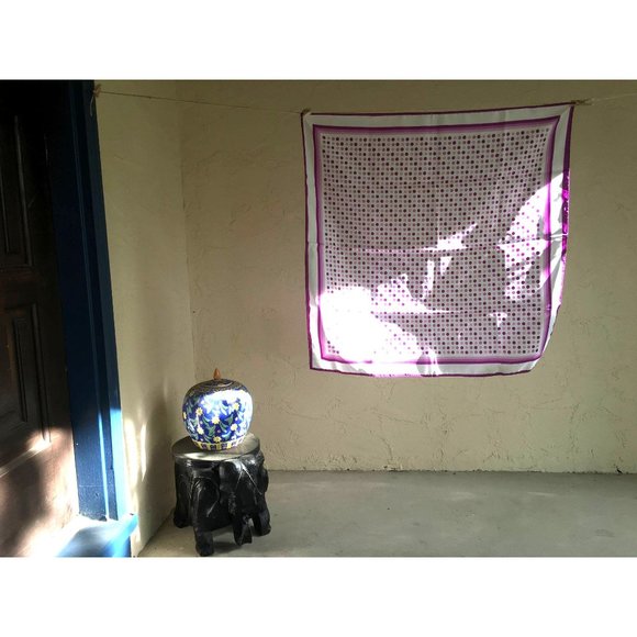 Vintage Scarf Polka Dots Purple White Authentic Retro Made in Italy Polyester Wa - Picture 2 of 4